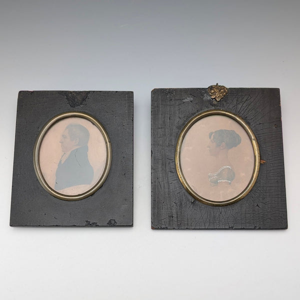 Antique British Miniature Portraits Pair